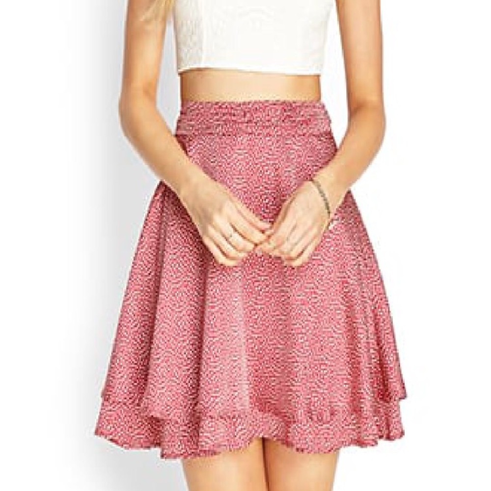 Forever 21 burgundy/ polka dot circle skirt